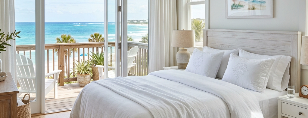 coastal bedroom with ocean view